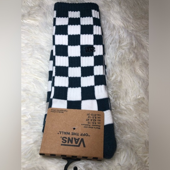 Vans Classic Dark Teal/Green and White Checkered Socks Men’s size 9-5-13 NWT - Picture 2 of 8
